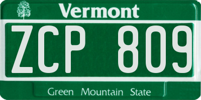 VT license plate ZCP809