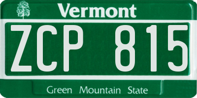 VT license plate ZCP815