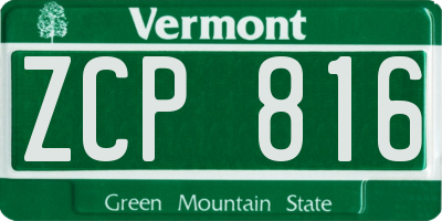 VT license plate ZCP816