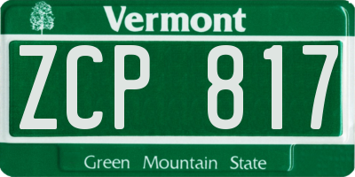 VT license plate ZCP817