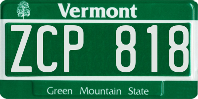 VT license plate ZCP818