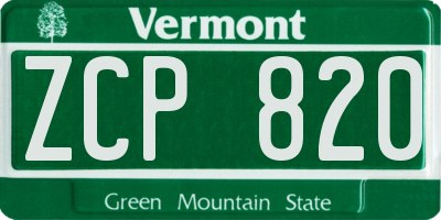 VT license plate ZCP820