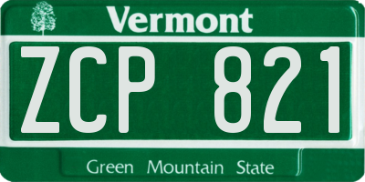 VT license plate ZCP821