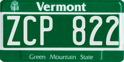 VT license plate ZCP822