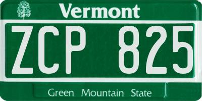 VT license plate ZCP825