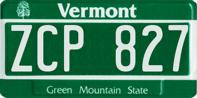VT license plate ZCP827