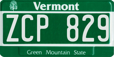 VT license plate ZCP829
