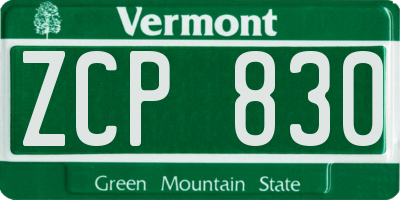 VT license plate ZCP830