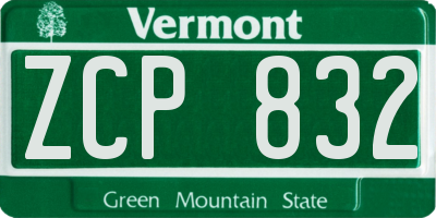 VT license plate ZCP832