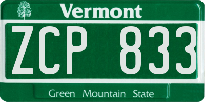 VT license plate ZCP833