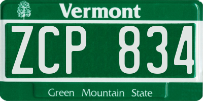 VT license plate ZCP834