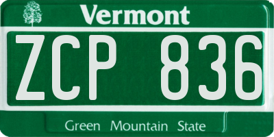 VT license plate ZCP836