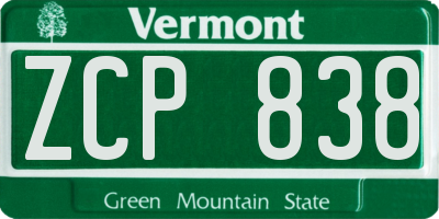 VT license plate ZCP838