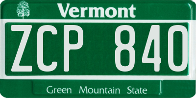 VT license plate ZCP840