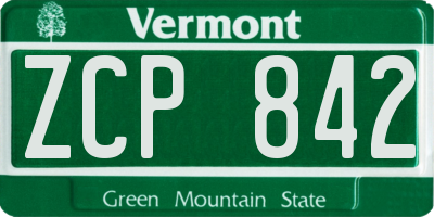 VT license plate ZCP842