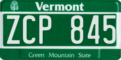 VT license plate ZCP845