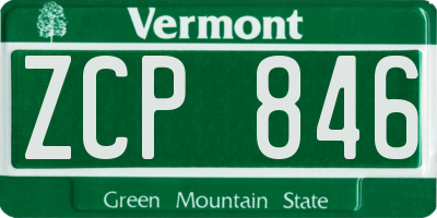 VT license plate ZCP846