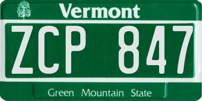 VT license plate ZCP847