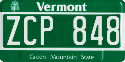 VT license plate ZCP848