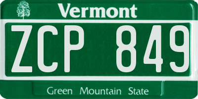 VT license plate ZCP849