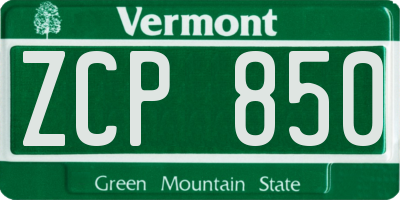 VT license plate ZCP850