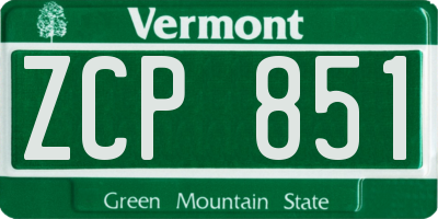VT license plate ZCP851