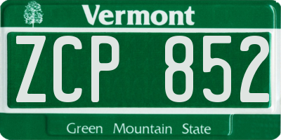 VT license plate ZCP852