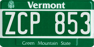 VT license plate ZCP853