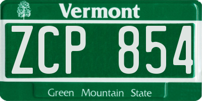 VT license plate ZCP854