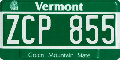 VT license plate ZCP855