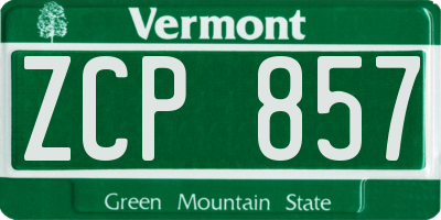 VT license plate ZCP857