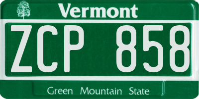 VT license plate ZCP858