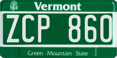 VT license plate ZCP860