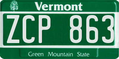 VT license plate ZCP863