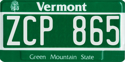 VT license plate ZCP865