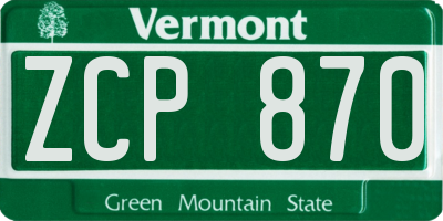 VT license plate ZCP870