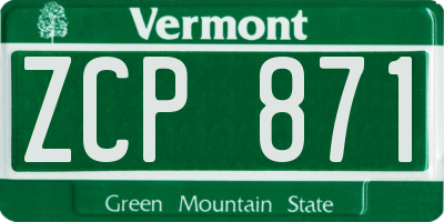 VT license plate ZCP871