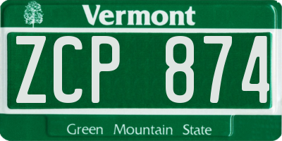 VT license plate ZCP874