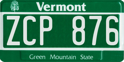 VT license plate ZCP876