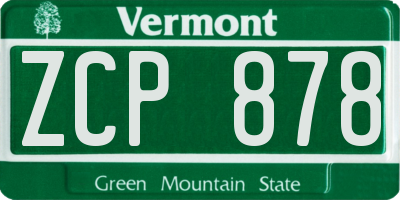 VT license plate ZCP878