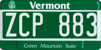 VT license plate ZCP883