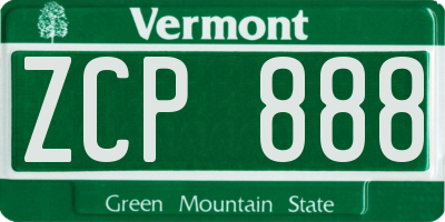 VT license plate ZCP888