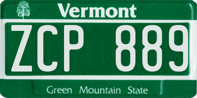 VT license plate ZCP889