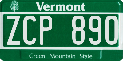 VT license plate ZCP890