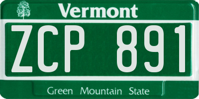 VT license plate ZCP891