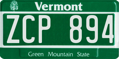 VT license plate ZCP894