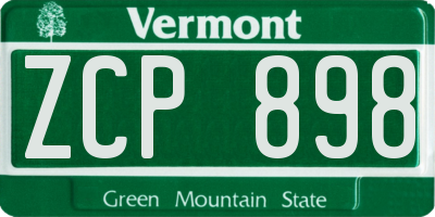 VT license plate ZCP898