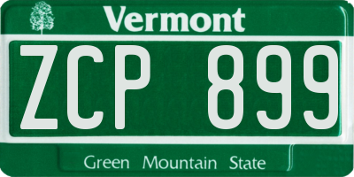 VT license plate ZCP899