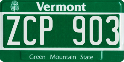 VT license plate ZCP903