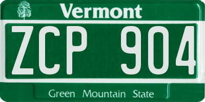 VT license plate ZCP904